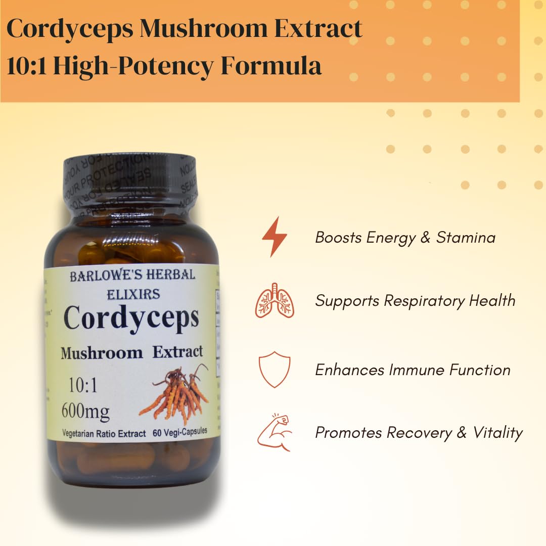 Barlow's Herbal Elixirs Cordyceps Mushroom 60 Capsules