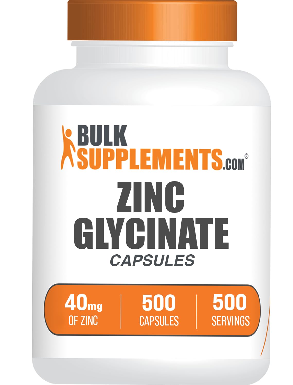 BulkSupplements Zinc Glycinate Capsules - 500 Capsules