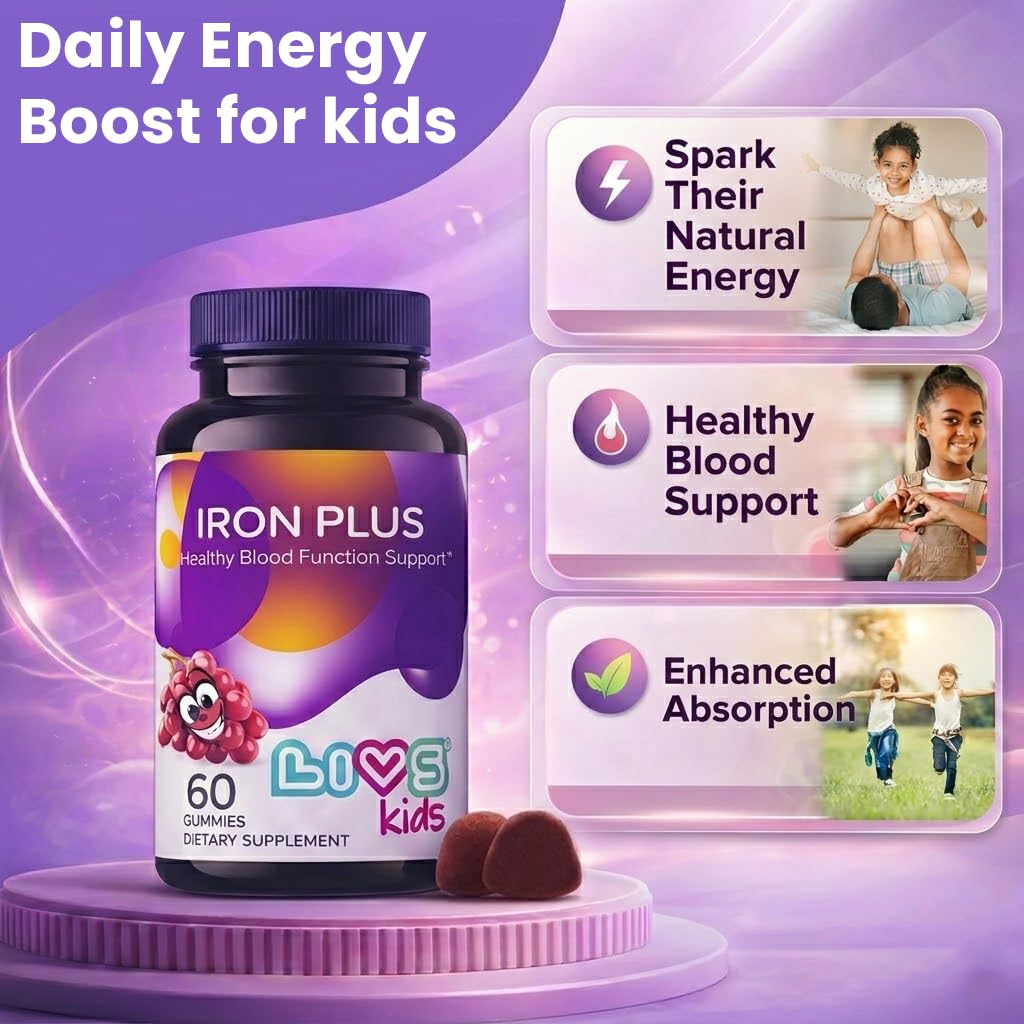 LIVS Iron Supplement for Kids Gummy 60 Count