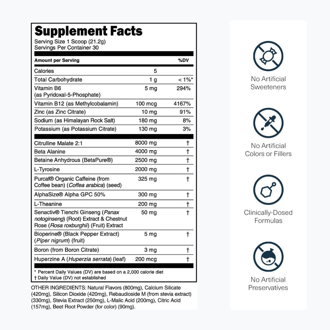 Transparent Labs Bulk Black Pre Workout Powder, 1.4 lb