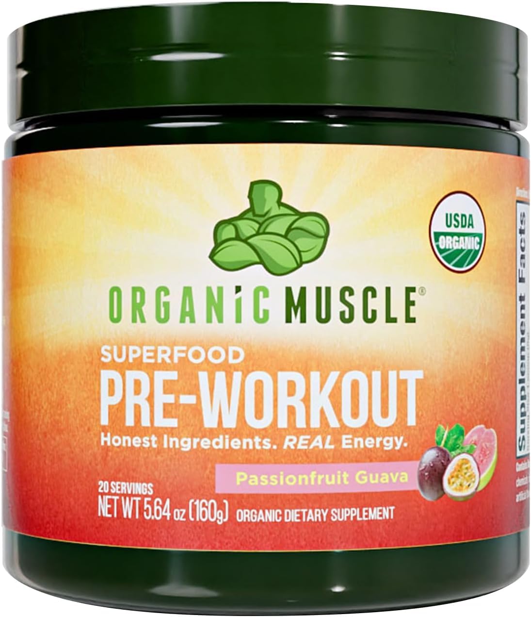 Organic Muscle Organic Pre Workout Powder Passionfruit Guava, 20 Servings