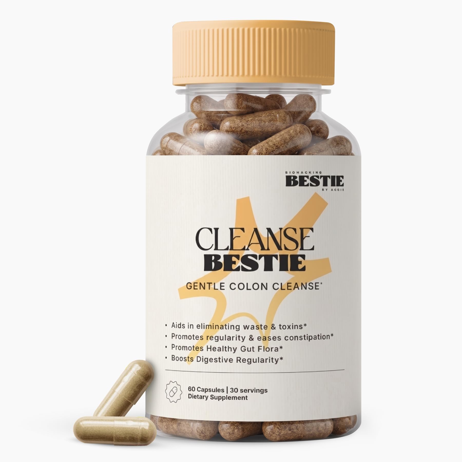 Biohacking Bestie Cleanse Bestie for Women & Men - Colon Cleanse & Detox Supplement, Supports Gut Health & Digestion, Helps Ease Occasional Constipation, 30 Capsules