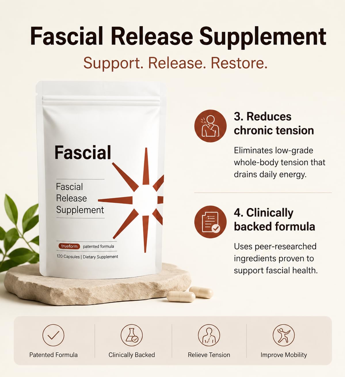 Fascial Release Supplement Capsule 120 Count