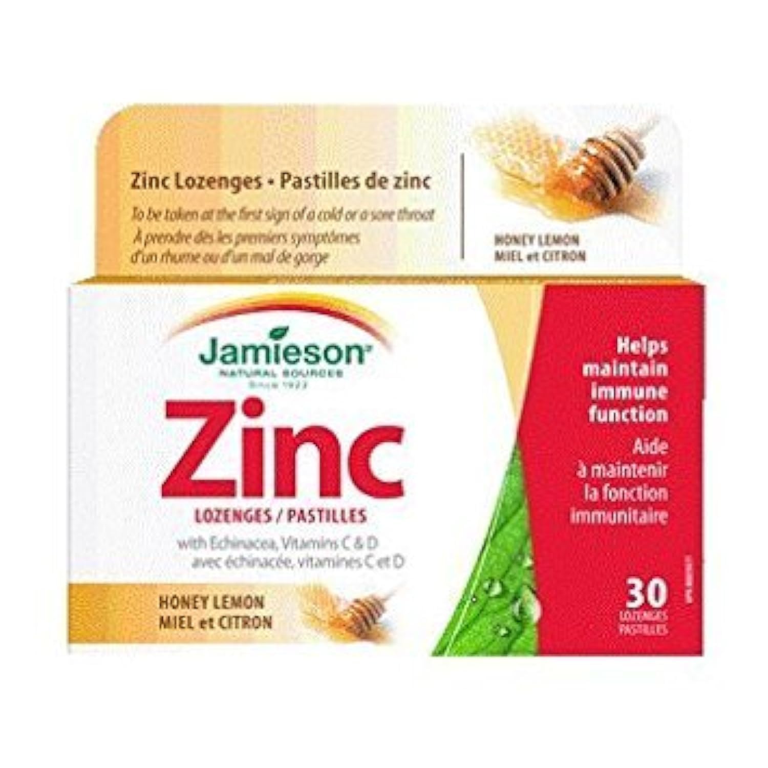 Jamieson Zinc Lozenges with Echinacea and Vitamin C - Lemon, 30 Count