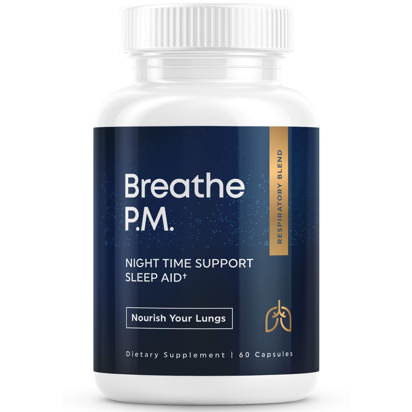Herbal Tea Therapy BREATHE PM Nighttime 6-in-1 Mullein Capsules for Lung Detox, 60 Capsules