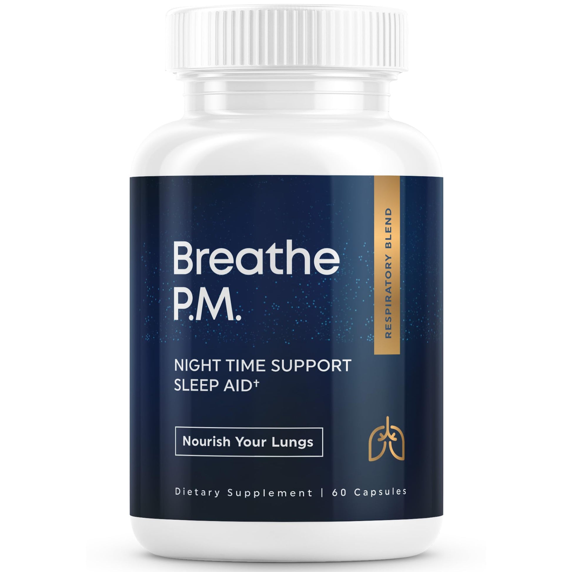Herbal Tea Therapy BREATHE PM Nighttime 6-in-1 Mullein Capsules for Lung Detox, 60 Capsules