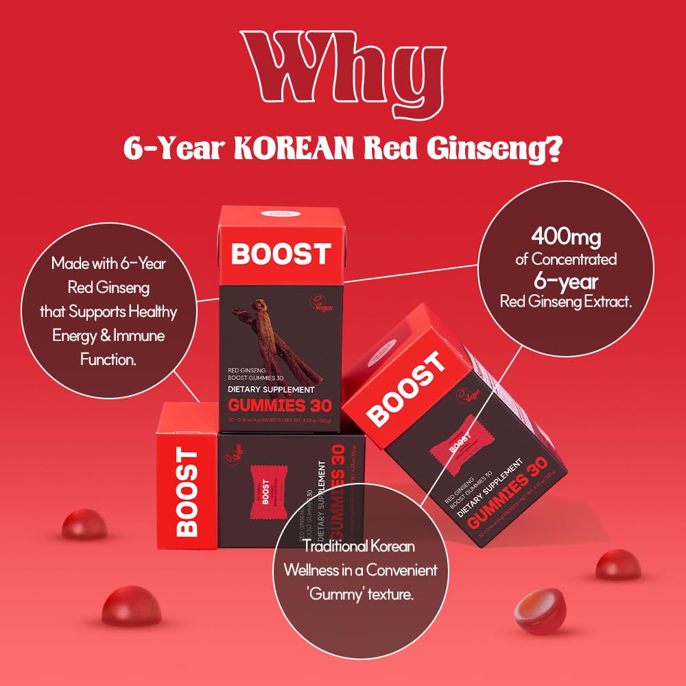 Dr.blet Energy Booster Red Ginseng Gummies, 30 Count