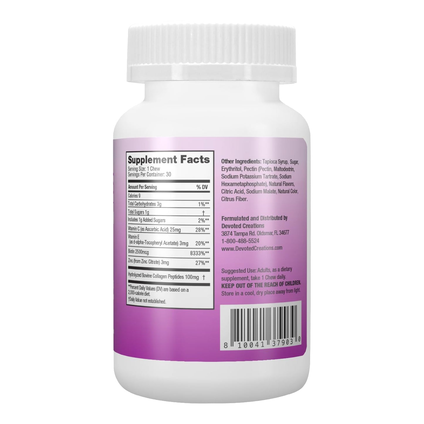 Devoted Creations Collagenetics Glowables Daily Collagen Chews Gummy 30 Count