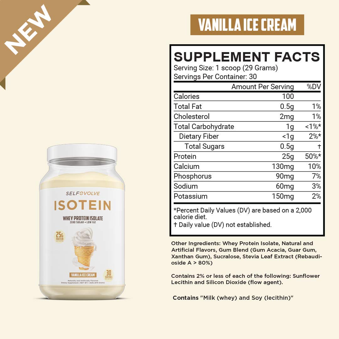 selfevolve Isotein Isolate Protein Powder Vanilla Ice Cream, 30.69 Servings