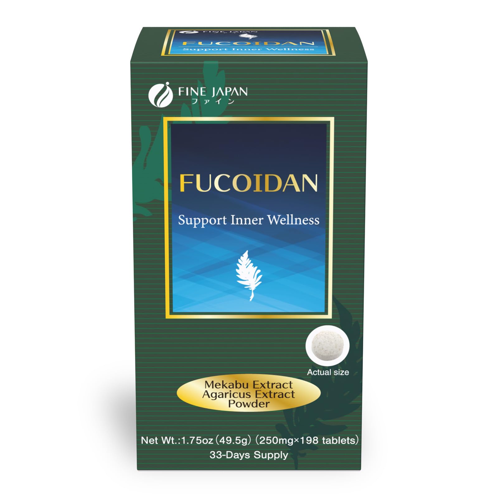 FINE JAPAN Fucoidan with Wakame Seaweed Extract & Agaricus Extract 198 Tablets