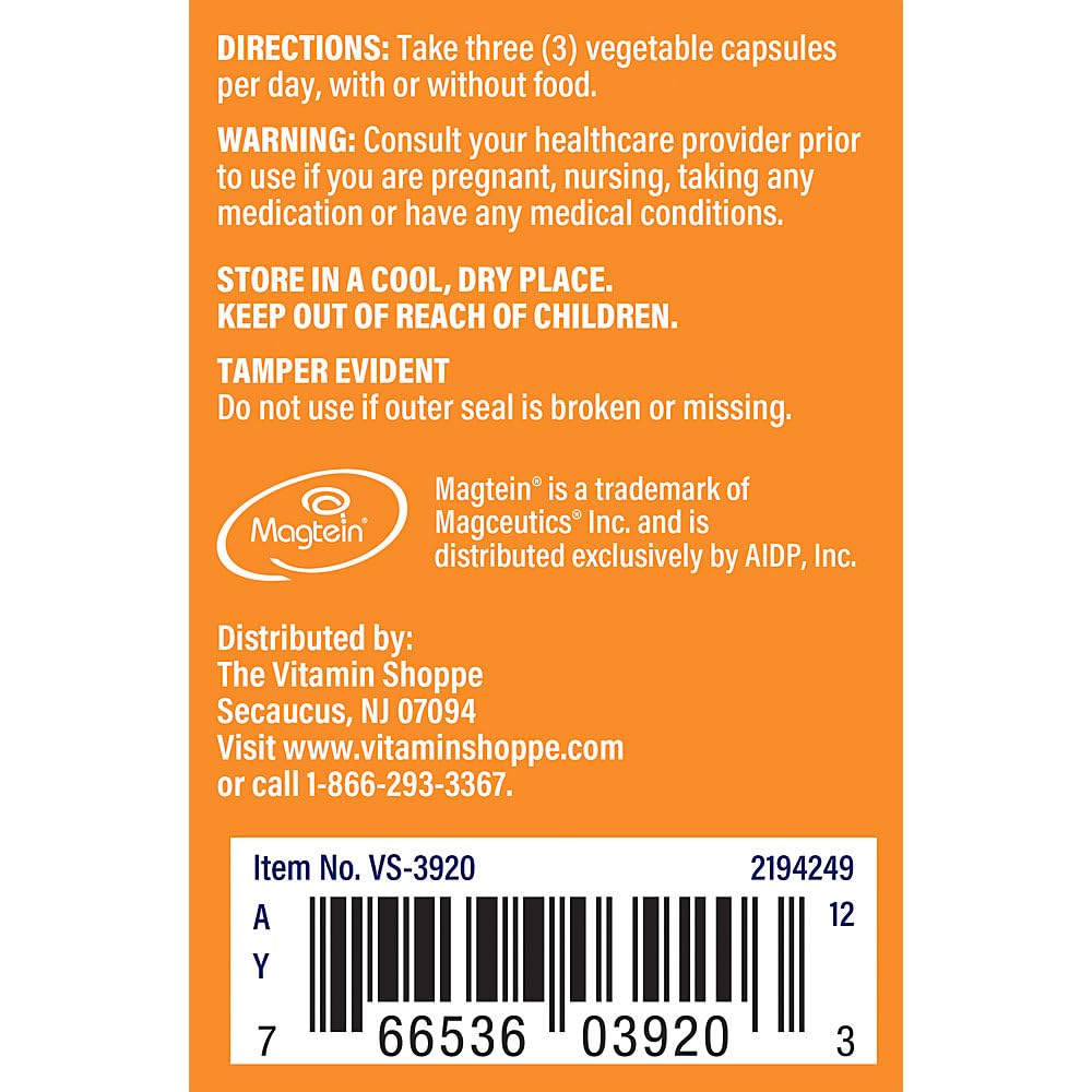 The Vitamin Shoppe Magnesium Vegetarian Capsules 90 Count