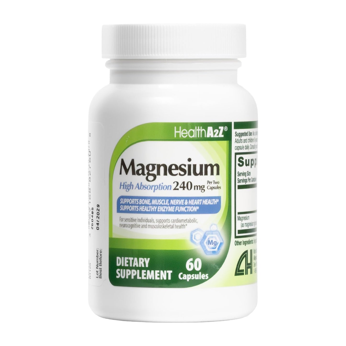 HealthA2Z Magnesium Glycinate 240 mg Capsule, 60 Count