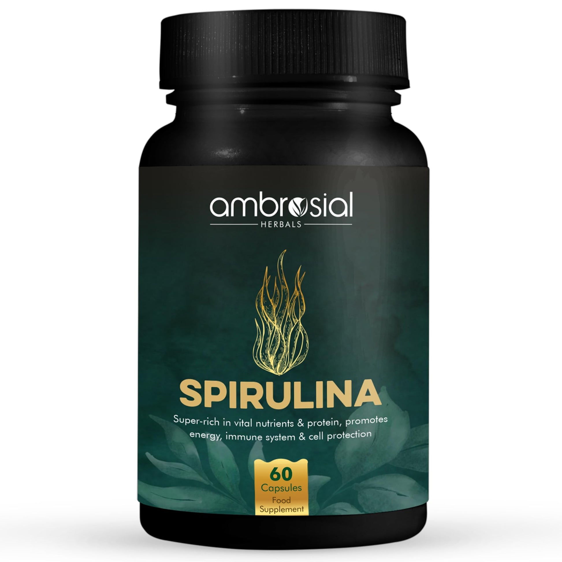 AMBROSIAL Spirulina Capsules 500 mg, 120 Count