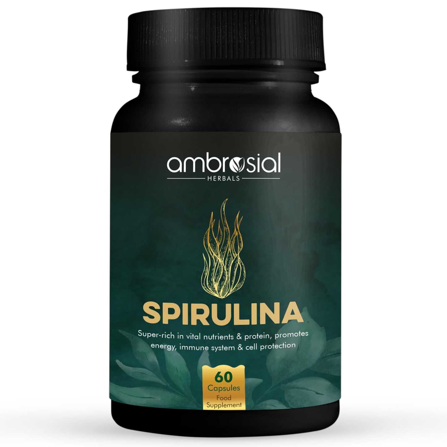 AMBROSIAL Spirulina 500 mg Capsules, 60 Count