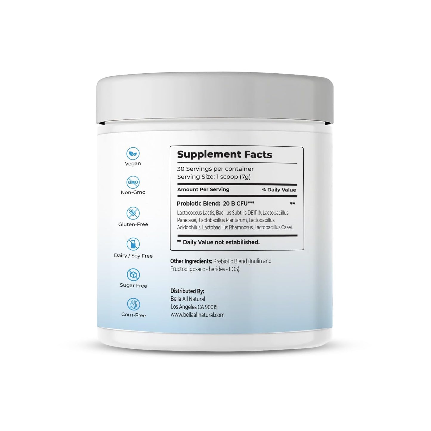 Bella All Natural Probiotics + Prebiotics Powder, 7.4 Ounce