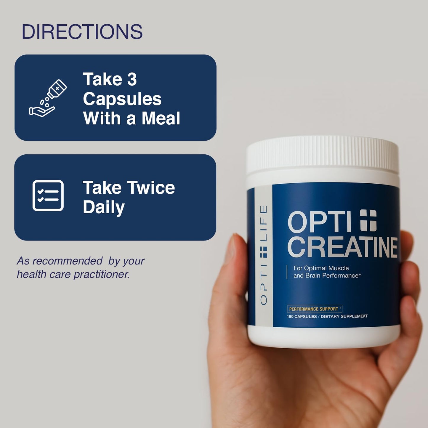 Opti + Life Creatine Monohydrate Capsules, 180 Capsules