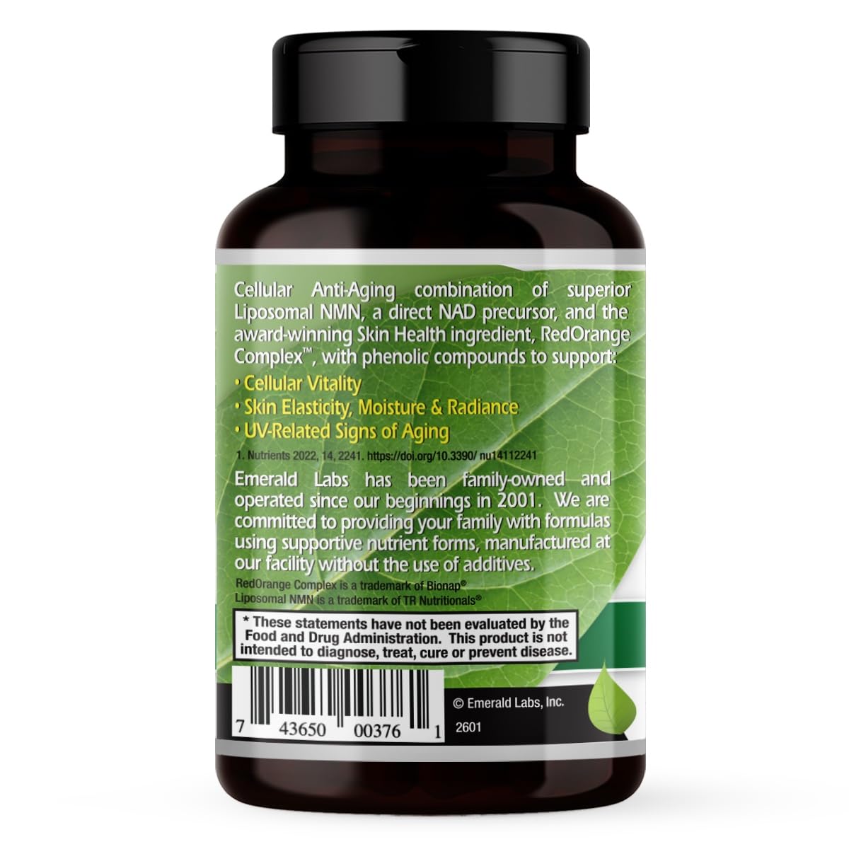 Emerald Labs NMN Liposomal 250 + RedOrange Complex Capsules 30 Count