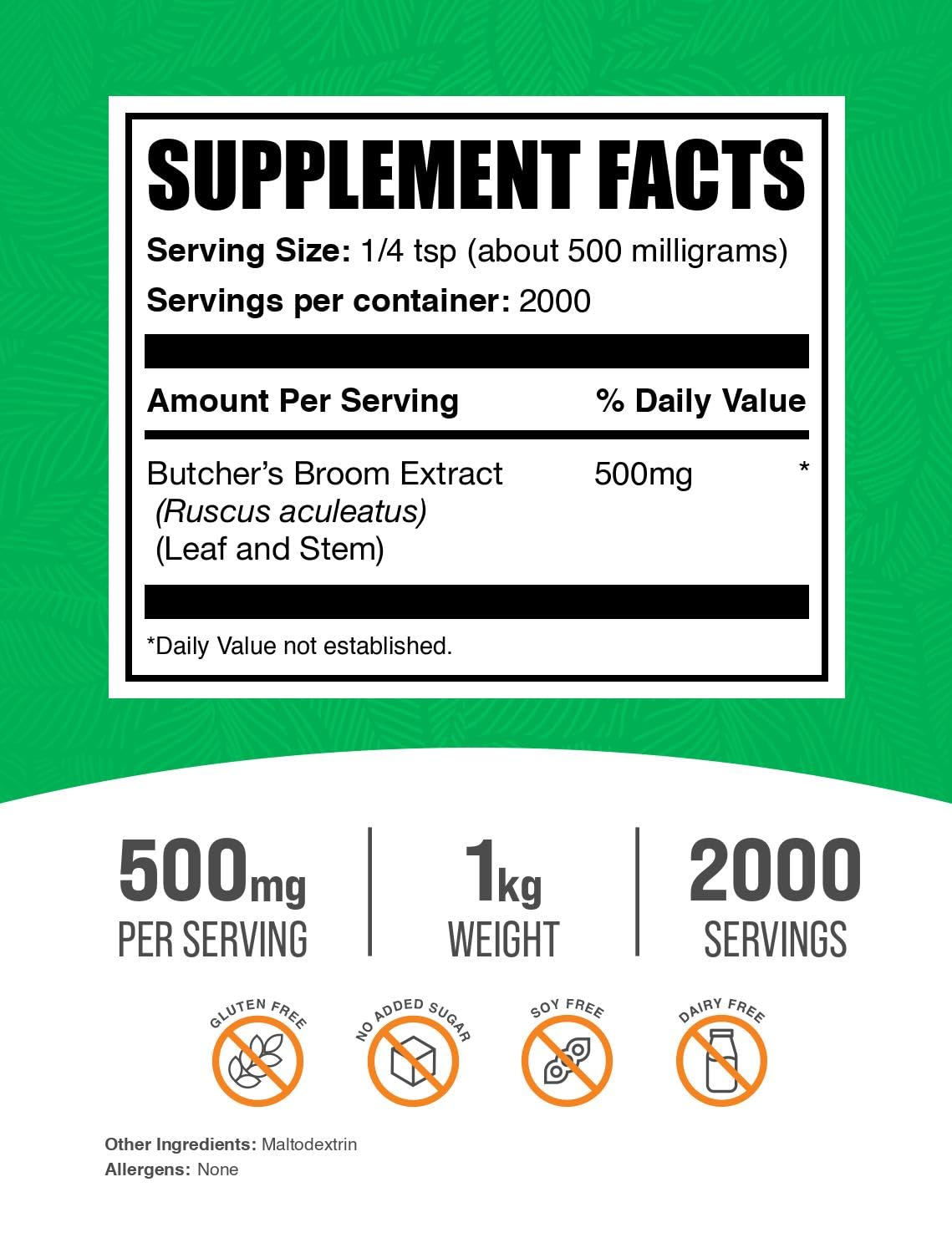 BulkSupplements Butcher's Broom Extract Powder 35.27 Ounce