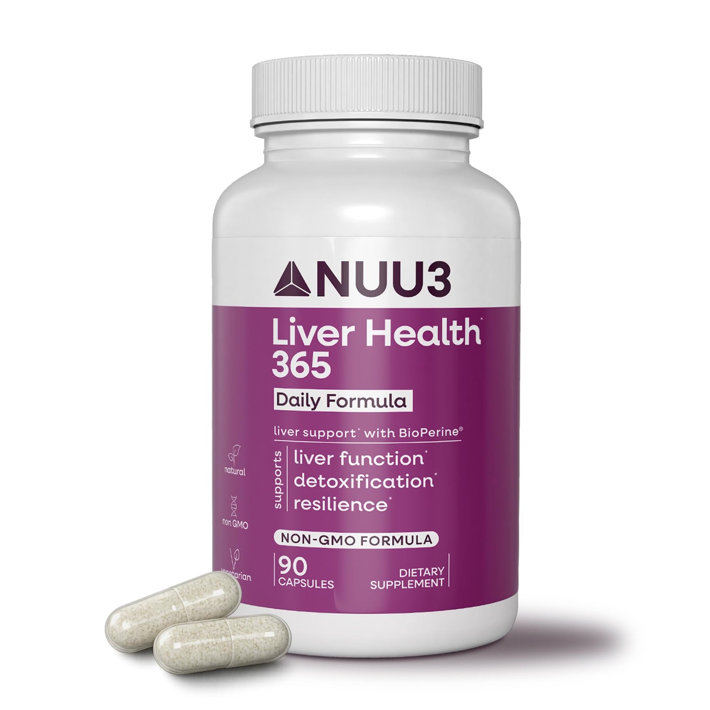 NUU3 Liver Health 365 - Liver Cleanse & Detox Support Capsules, 90 Count