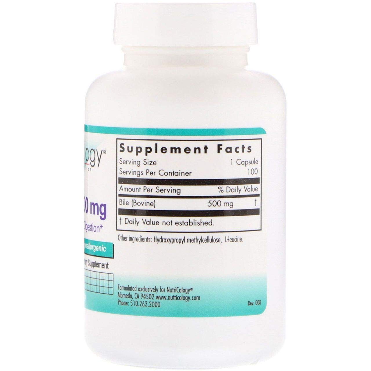 Nutricology N.C. Ox-Bile Freeze-Dried Capsule, 100 Capsules