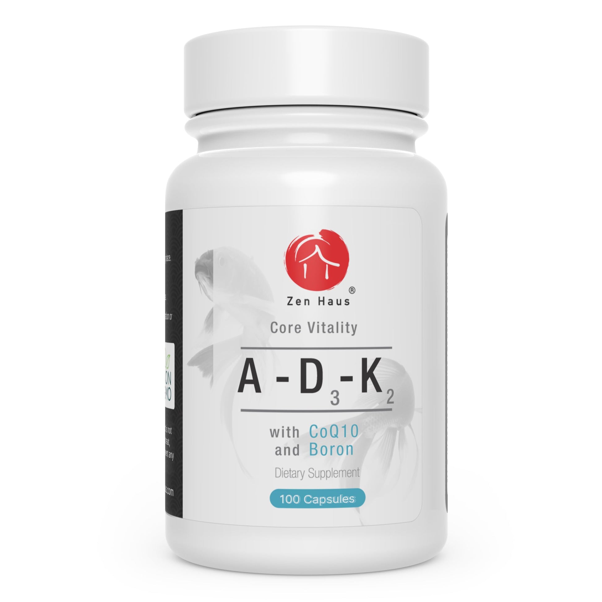 Zen Haus ADK Vitamin Supplement with A, D3, K2 (MK-7 Non-Soy) and E with CoQ10, Boron & Alpha Lipoic Acid Capsules - 100 Count