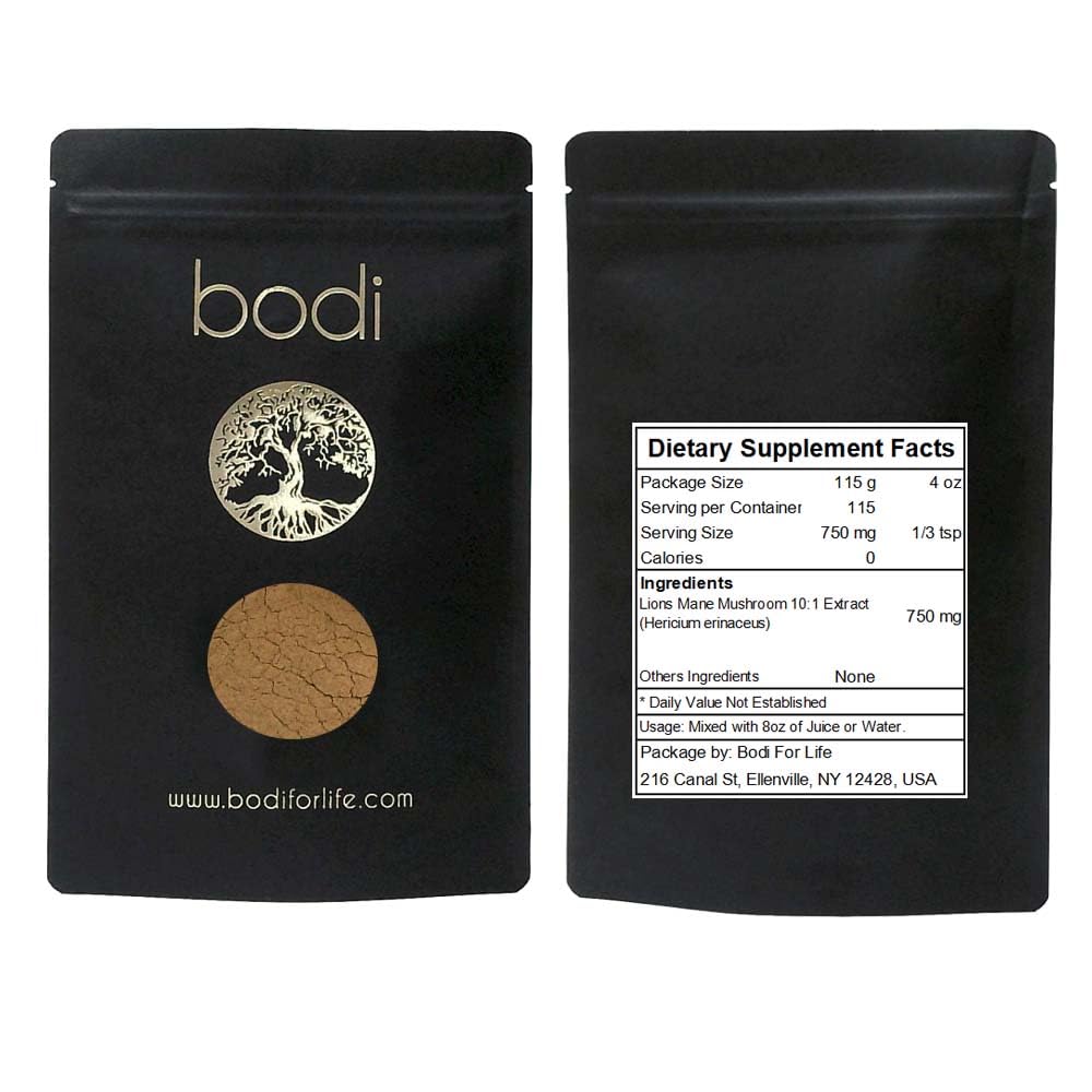 bodi Lions Mane Mushroom 10:1 Extract Powder, 4 oz