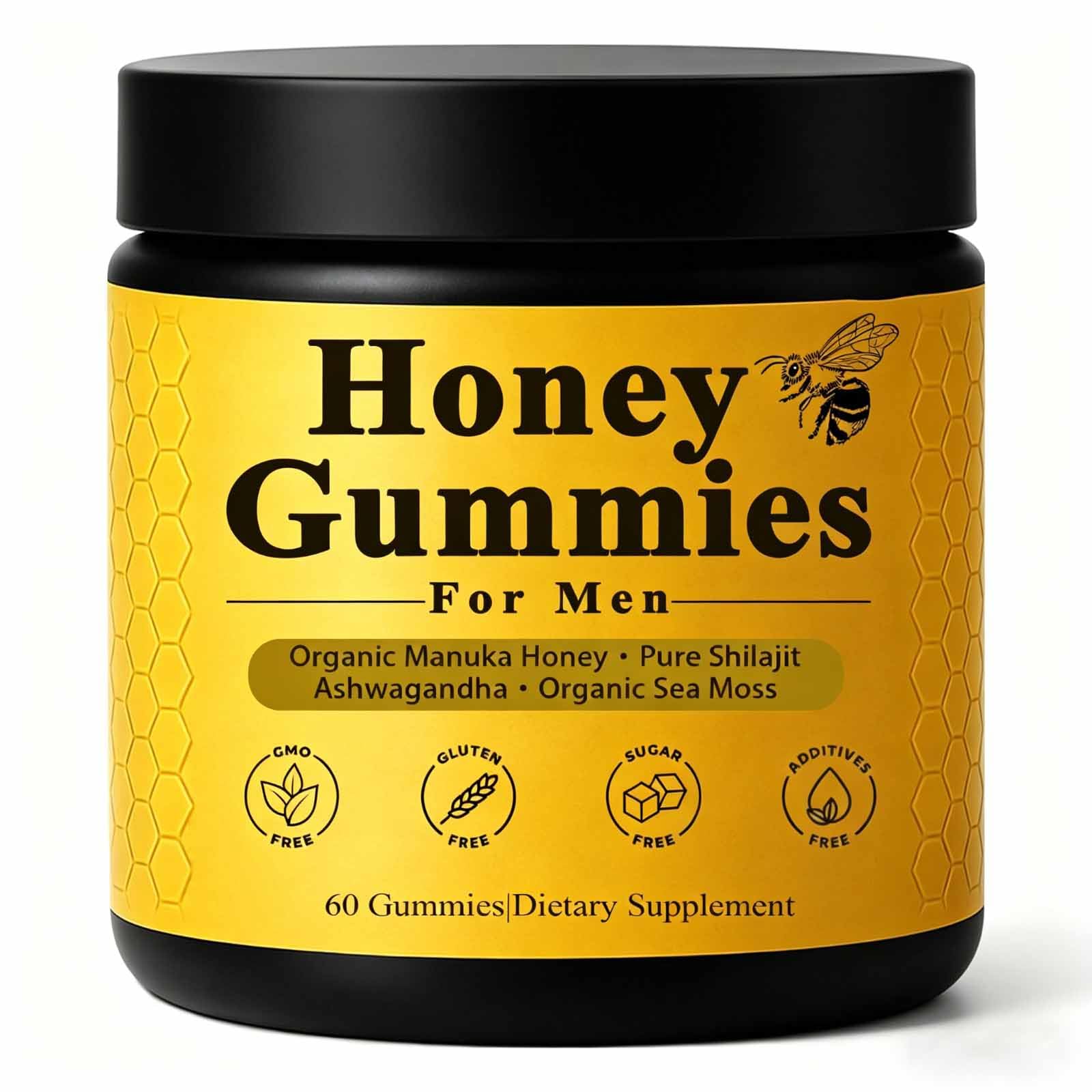 INFNTVITA Men’s Manuka Honey Gummies – Shilajit, Sea Moss & Ashwagandha Blend – Daily Energy, Stamina & Vitality Support, 60 Count