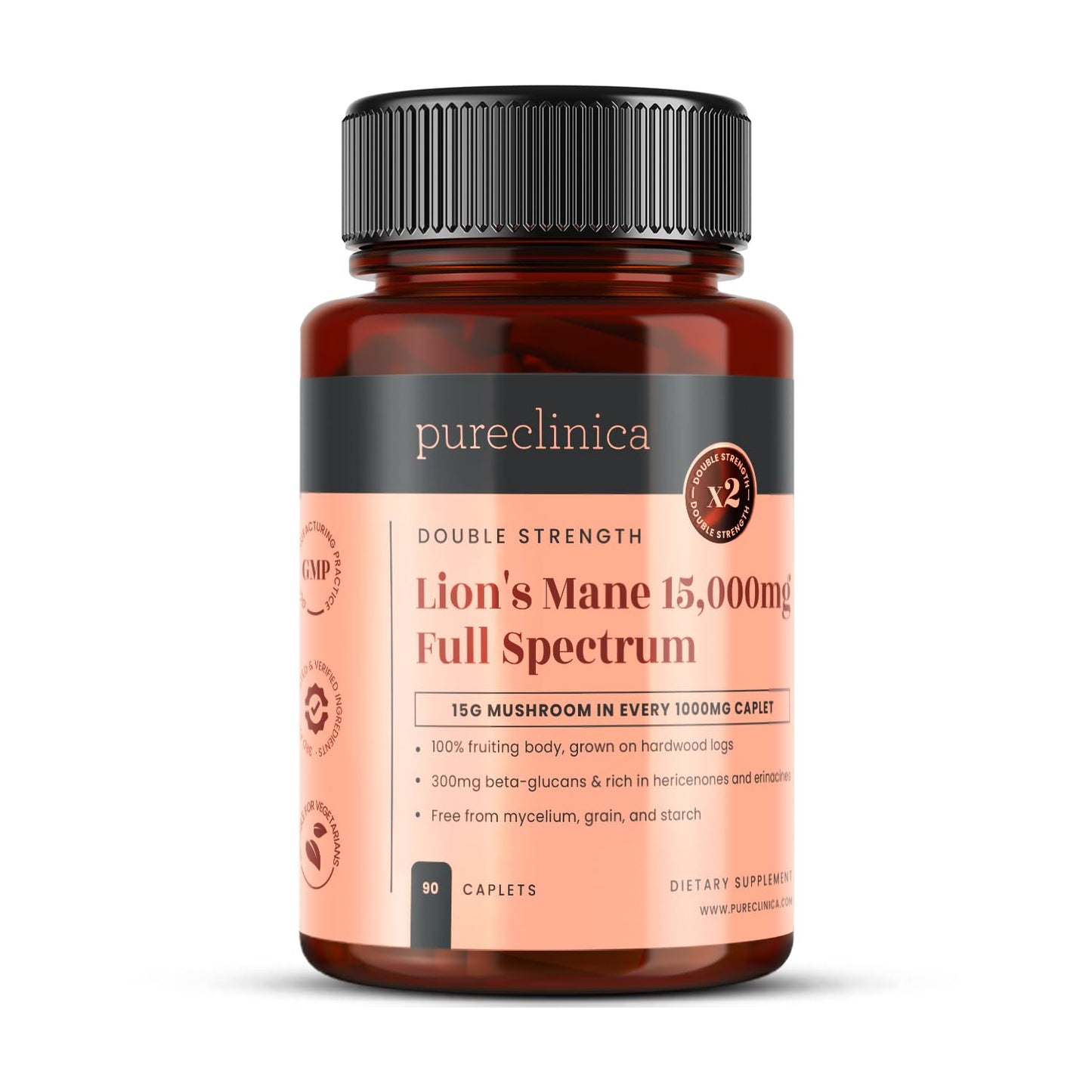 pureclinica Full Spectrum Lion's Mane 15,000mg x 90 Caplets