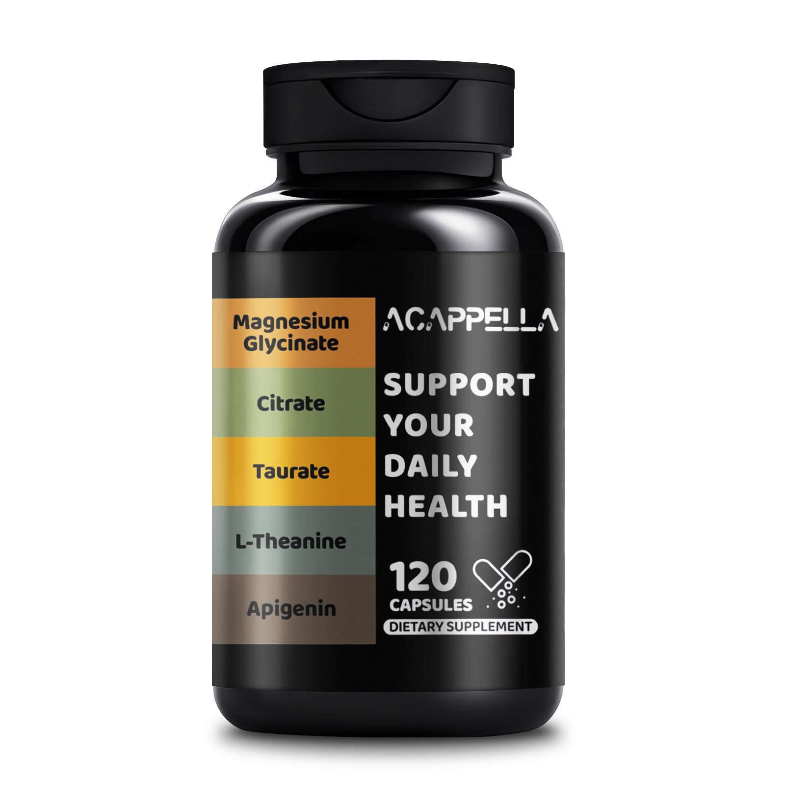 ACAPPELLA Magnesium Citrate Capsules with Magnesium Glycinate, Magnesium Taurate, L-Theanine & Apigenin, 120 Capsules