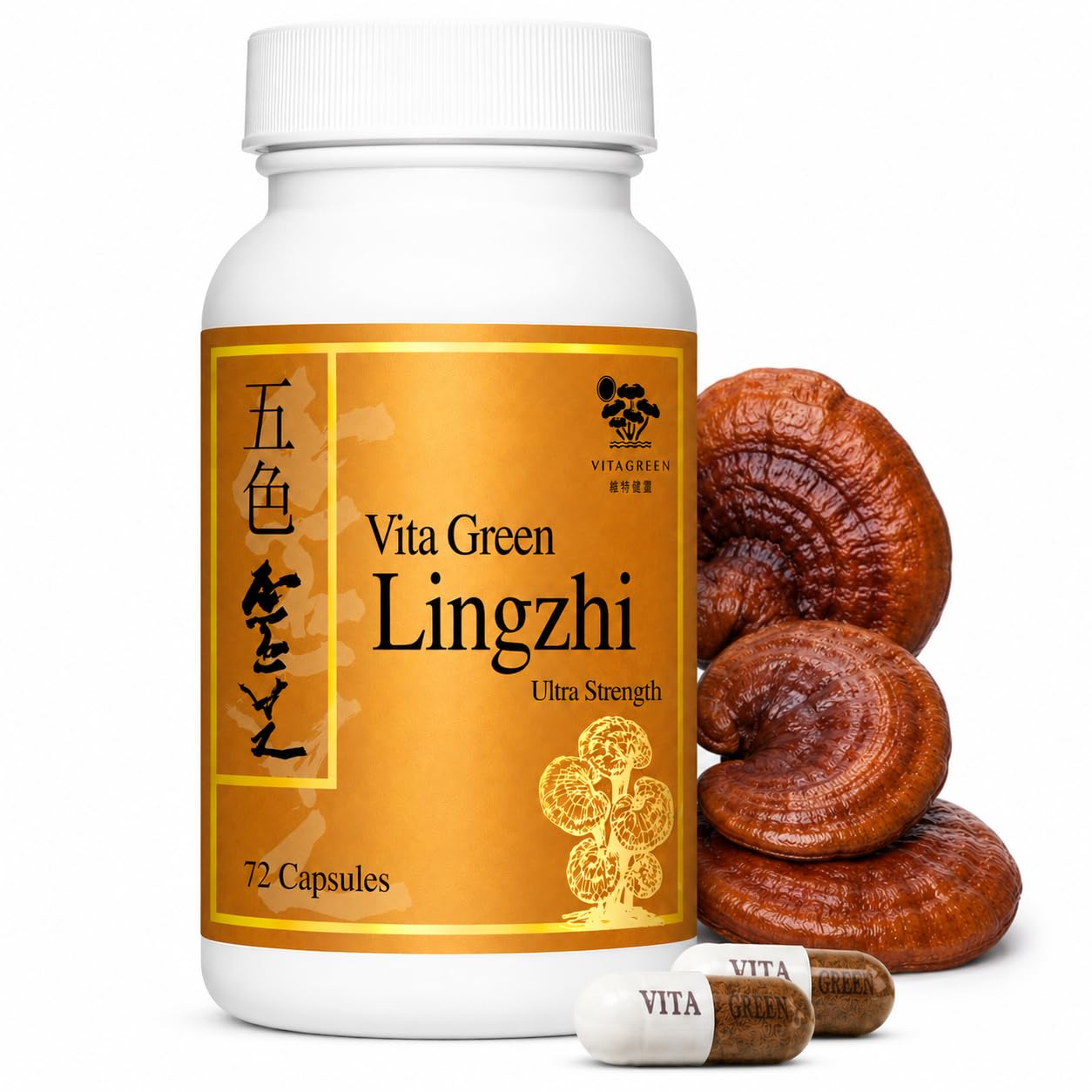 Vita Green Lingzhi Mushroom Supplement 72 Capsules