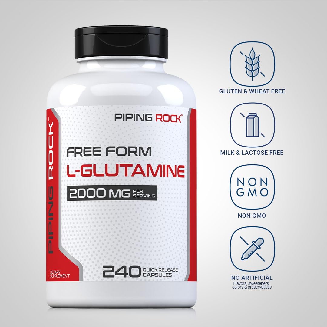 Piping Rock L-Glutamine Capsules, 2000 mg, 240 Capsules