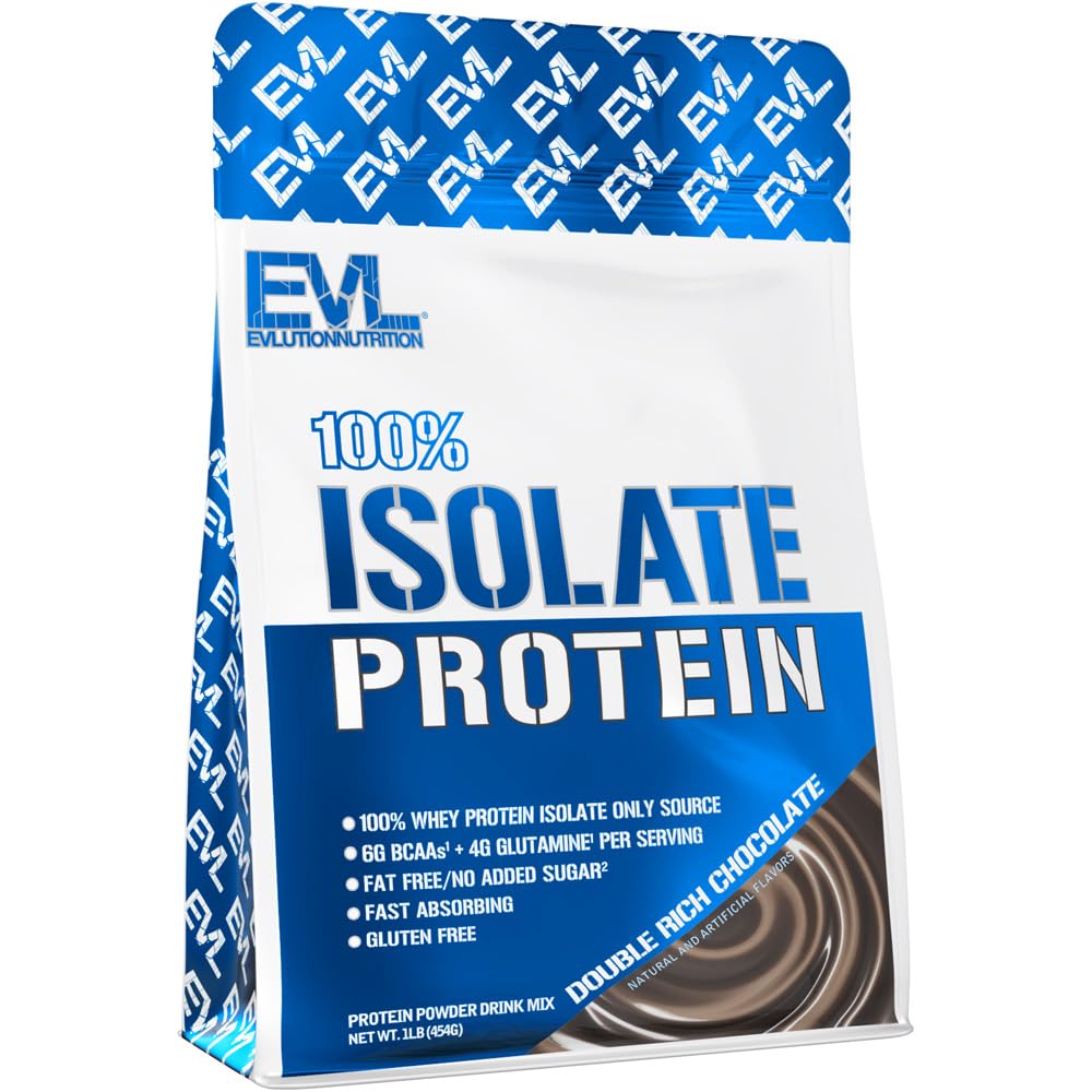 Evlution 100% Isolate Wheey Isolate Protein Powder, Double Rich Chocolate, 16 Servings