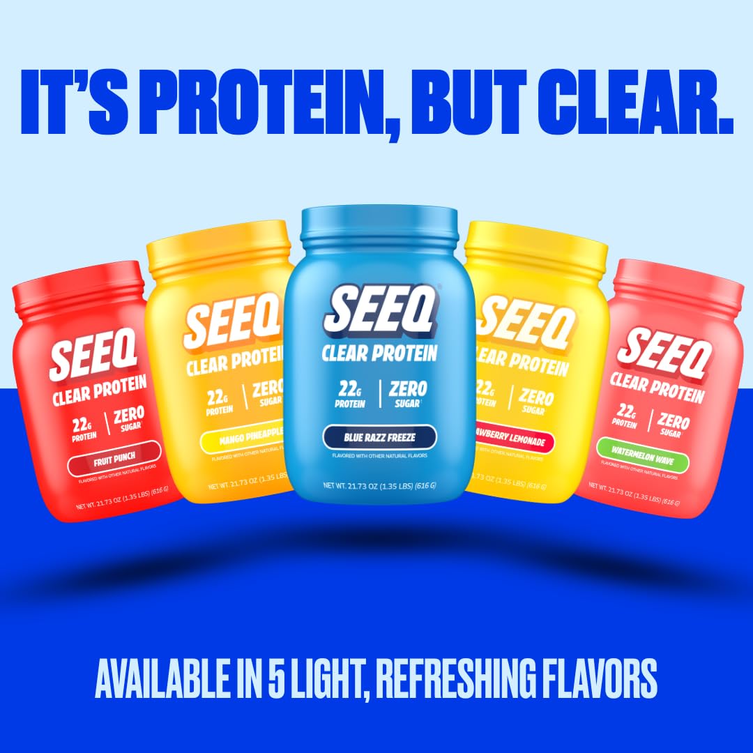SEEQ Clear Protein Powder Blue Razz Freeze, 22 Servings
