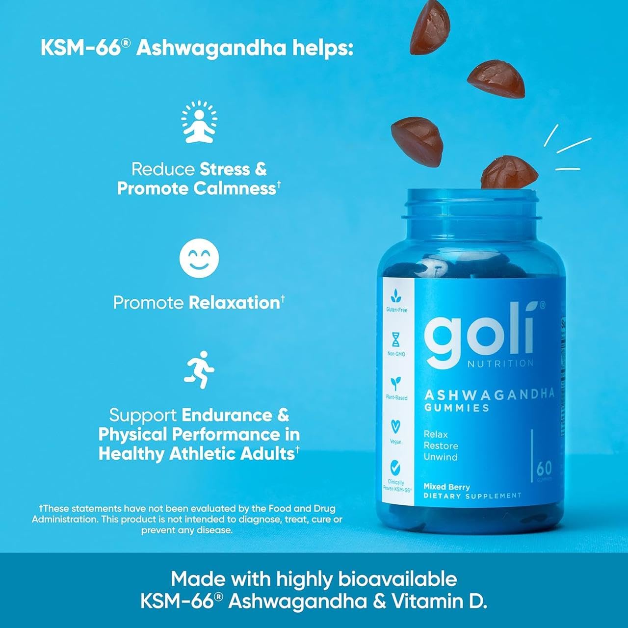 Goli Ashwagandha & Vitamin D Gummy 60 Count