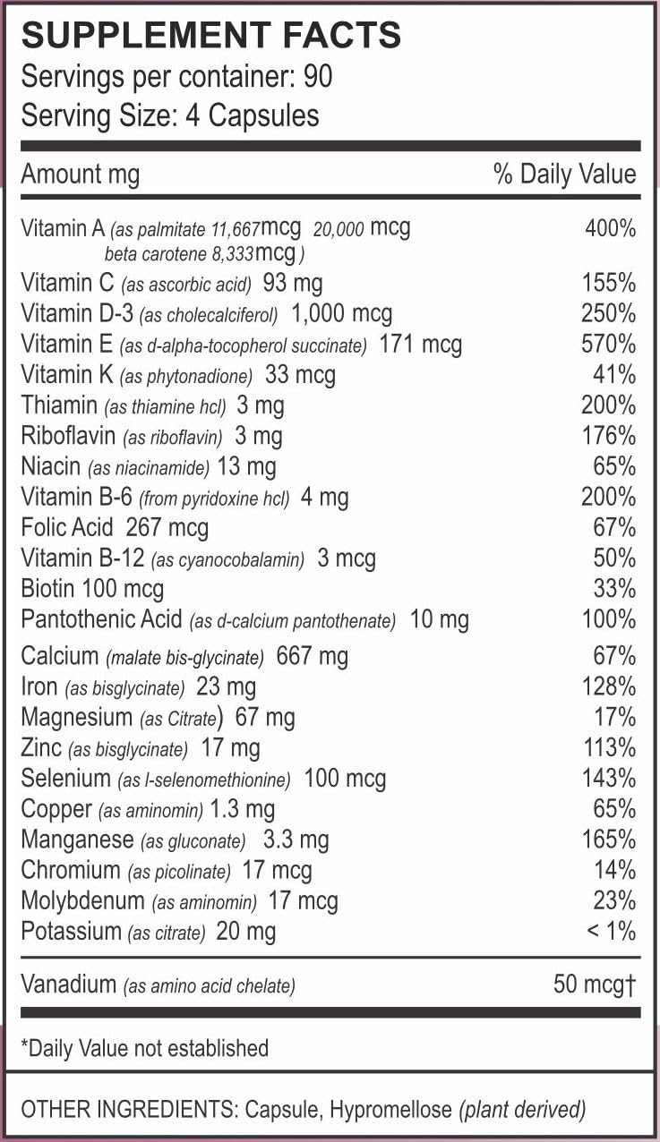 Vita4Life Multi-Standard Formula Complete Vitamin & Mineral Complex 360 Capsules