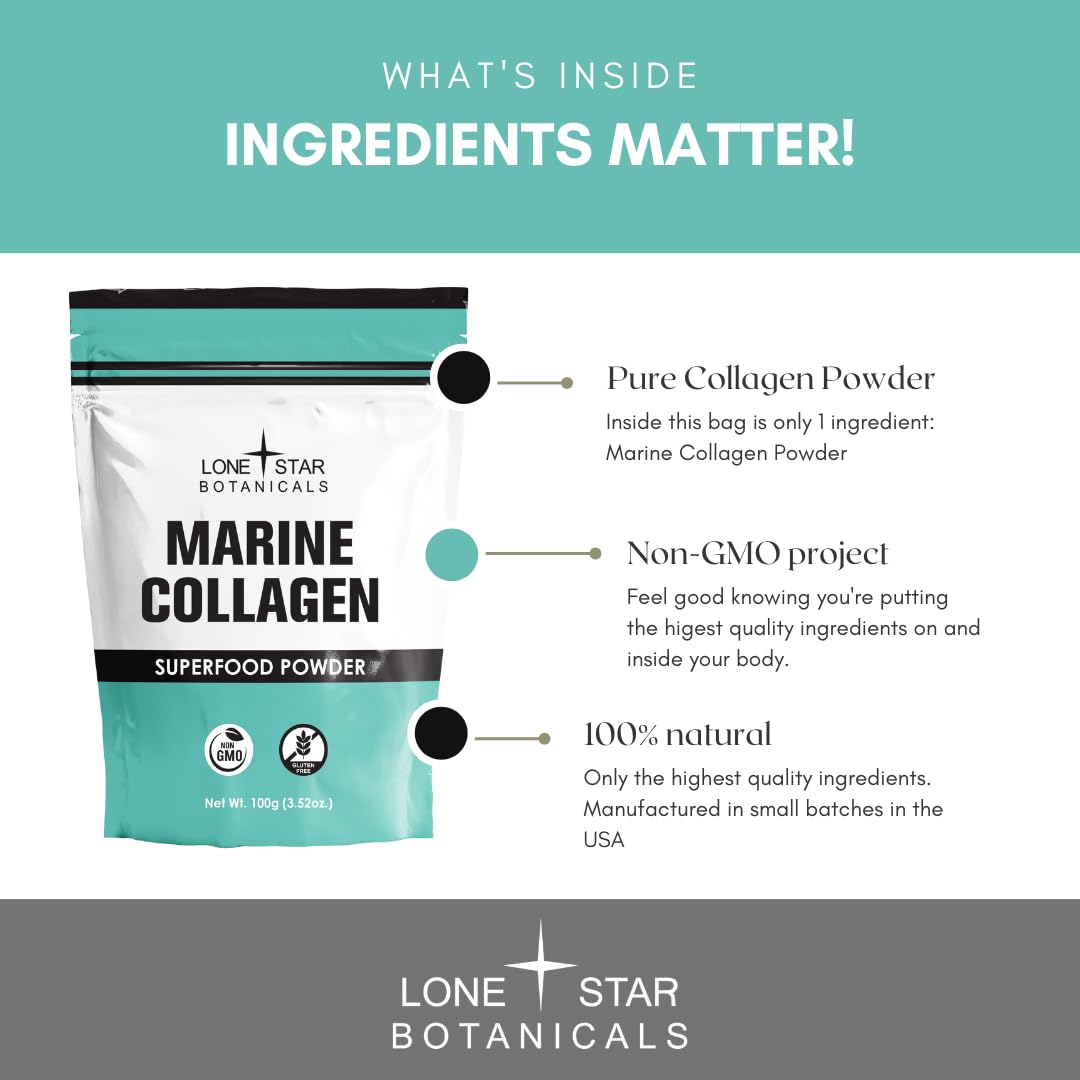 Lone Star Botanicals Marine Collagen Powder, 3.7 Ounce