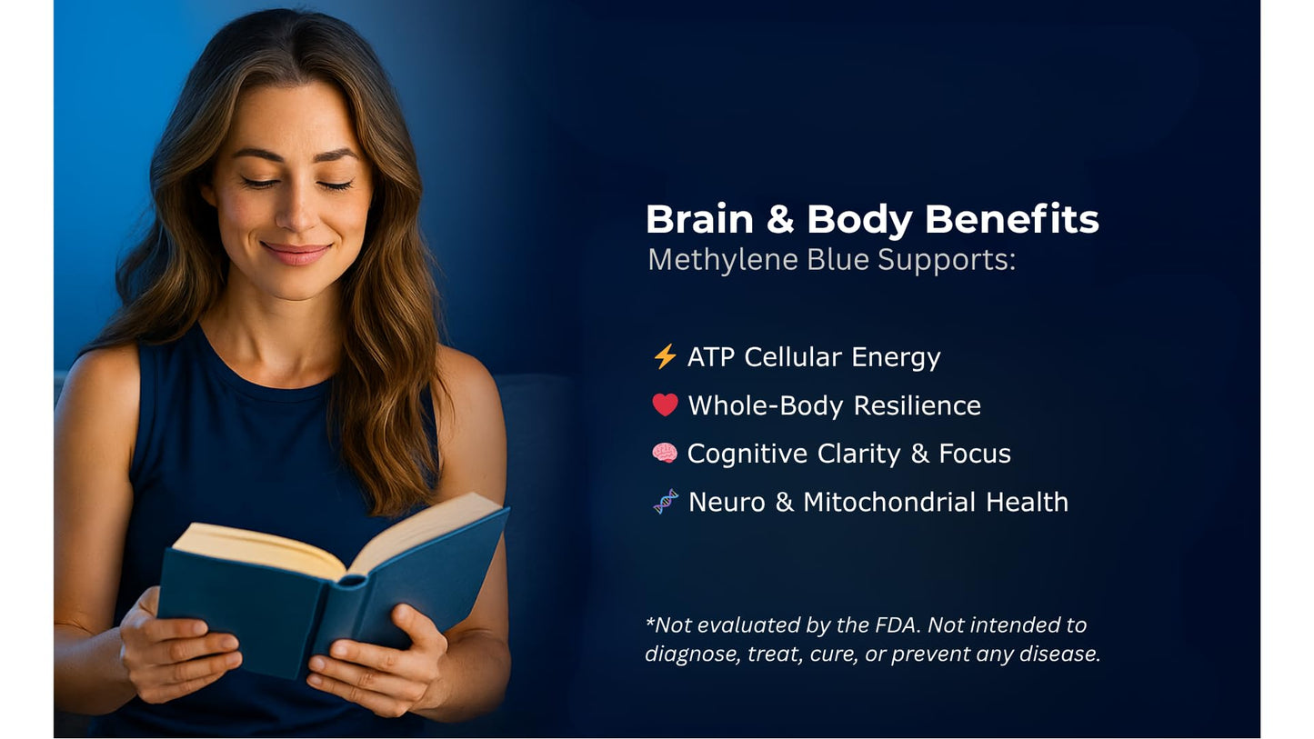 Mirror Youth Methylene Blue Supplement – USP Grade Nootropic Capsules with PQQ, Lion’s Mane, L-Theanine, Nobiletin – Vegan, Caffeine-Free Brain, Memory & Energy Support, 90 Capsules