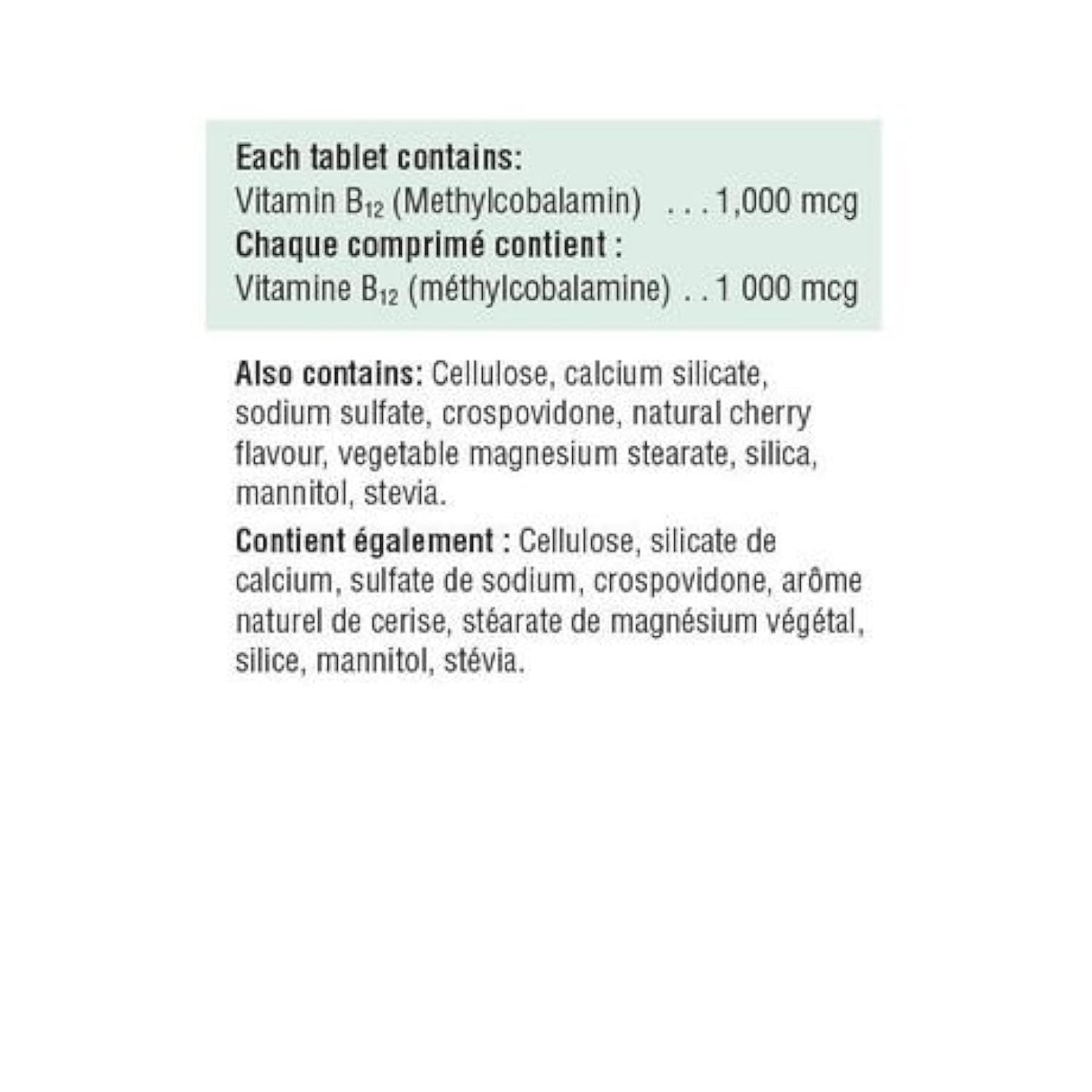Jamieson Laboratories Vitamin B12 Methylcobalamin Fast Dissolving Sublingual Tablets, 1,000 mcg, 100 Tablets