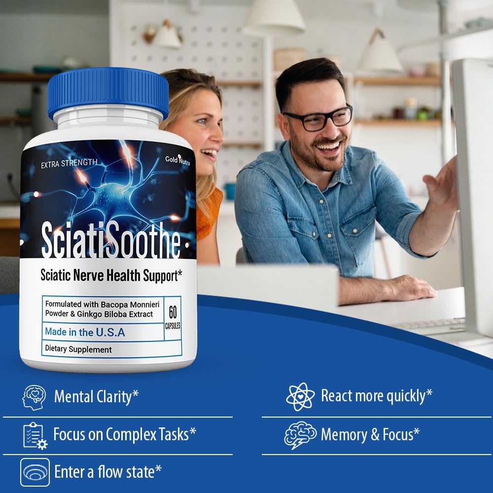 Gold Nutra SciatiSoothe All Natural Brain and Cognitive Supplement Capsules, 2-Count