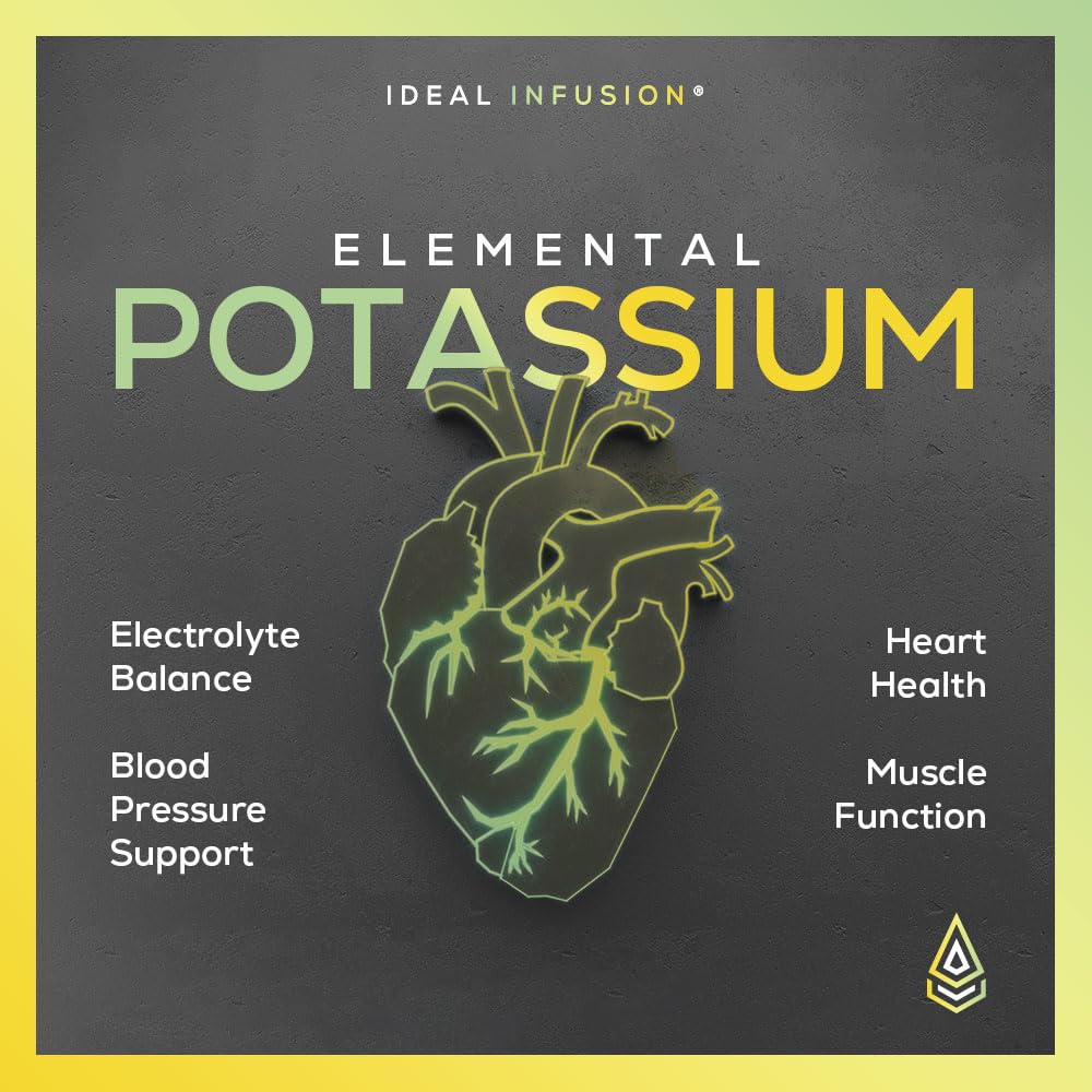 Ideal Infusion High Potency Potassium Citrate 1400mg – Potassium Supplement for Electrolyte Balance, Heart, Muscle & Nerve Function – Elemental Potassium 500mg – Vegan, 240 Capsules
