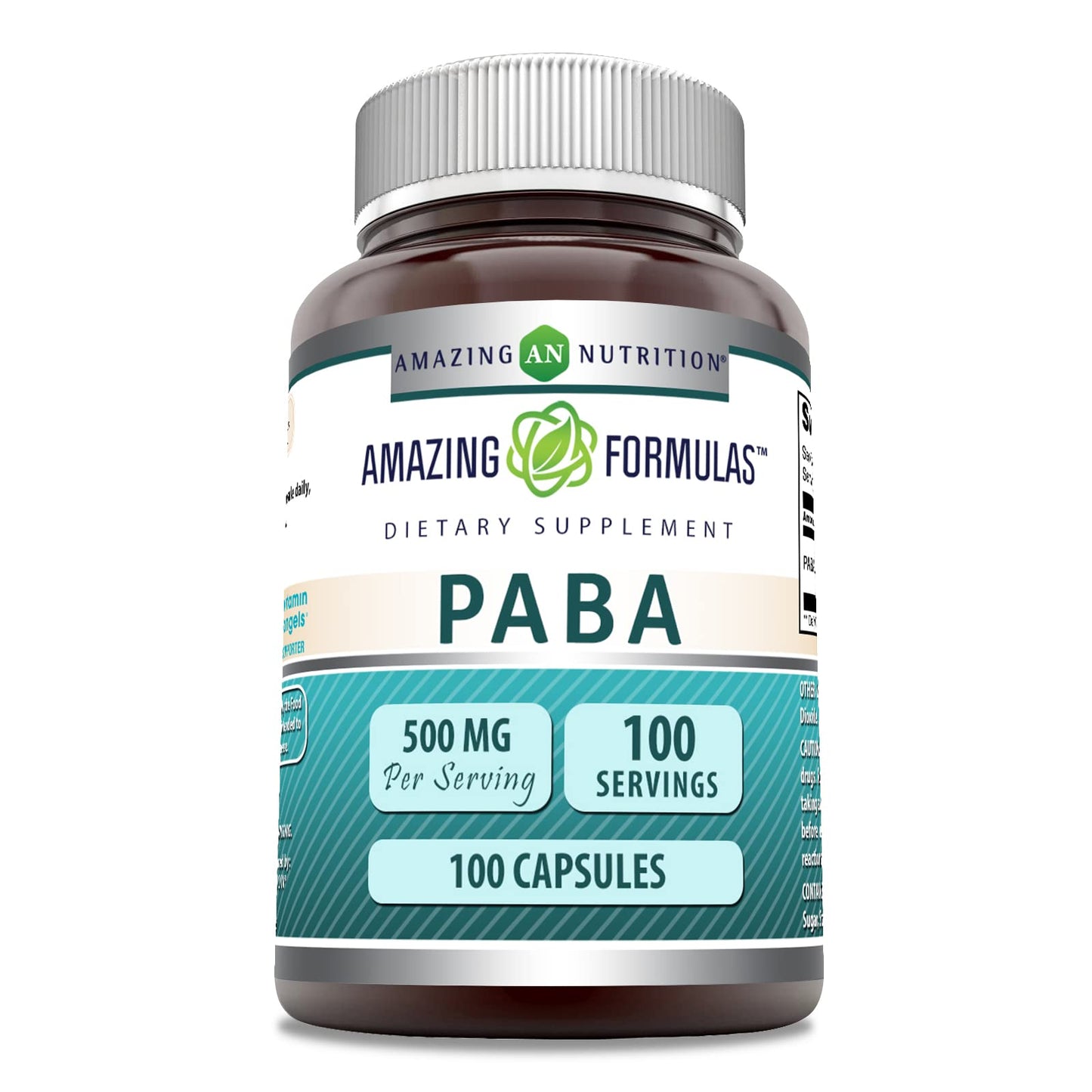 Amazing Nutrition PABA 500 mg Supplement Capsules 100 Count