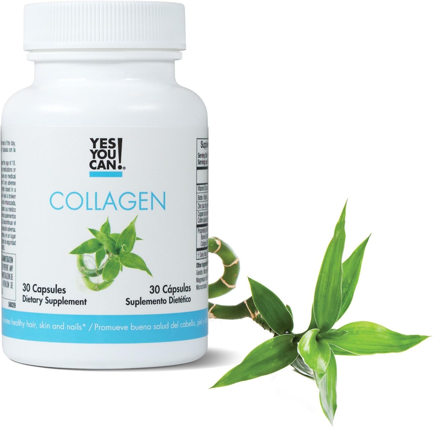 Yes You Can! Collagen Capsules for Women and Men, 290 mg Bovine Collagen, Vitamin A, Vitamin D3, Zinc and Copper, 60 Capsules