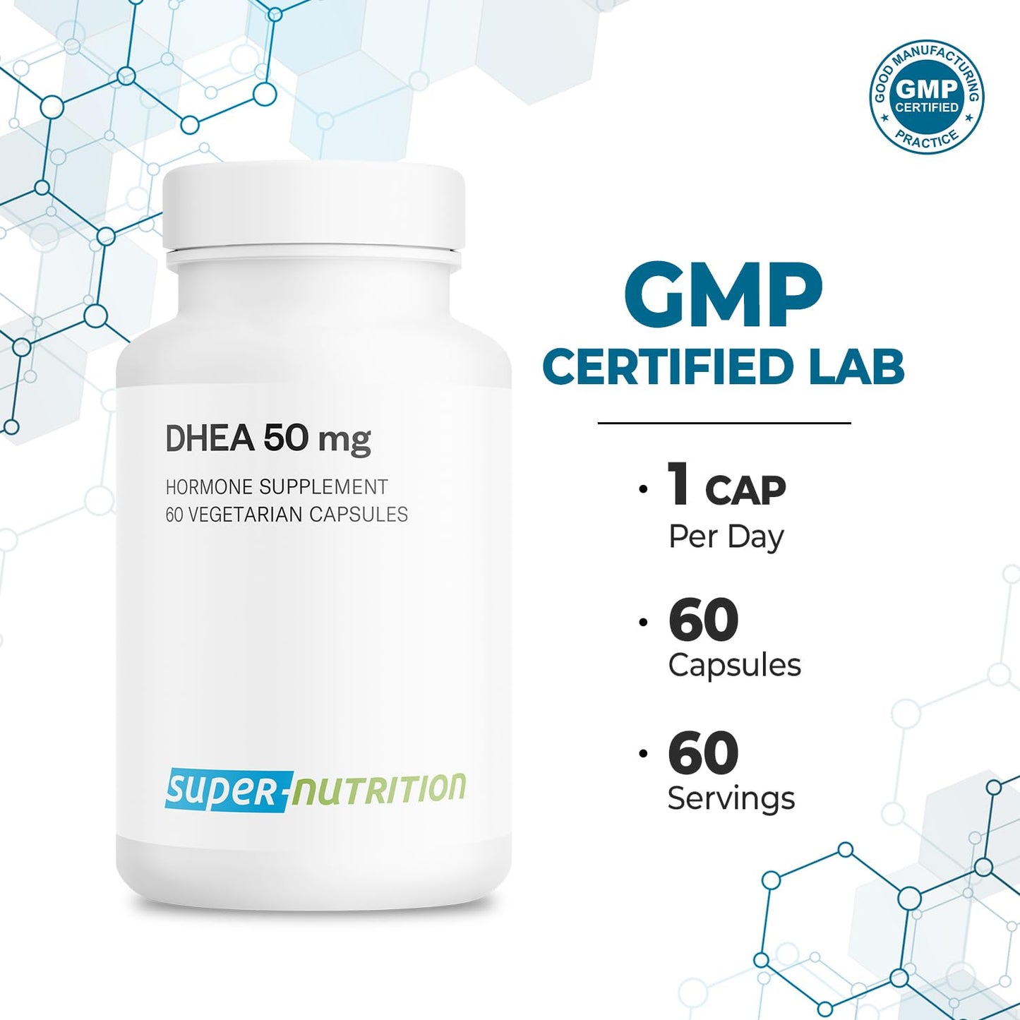 Supersmart DHEA 50mg per Day Capsule, 60 Vegetarian Capsules