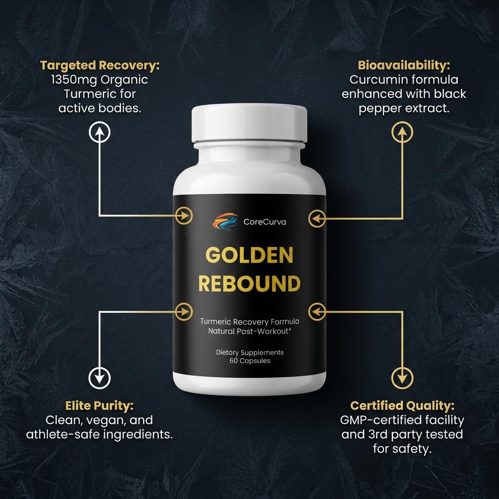 CoreCurva Golden Rebound Turmeric Curcumin + Black Pepper Capsule 1 Count