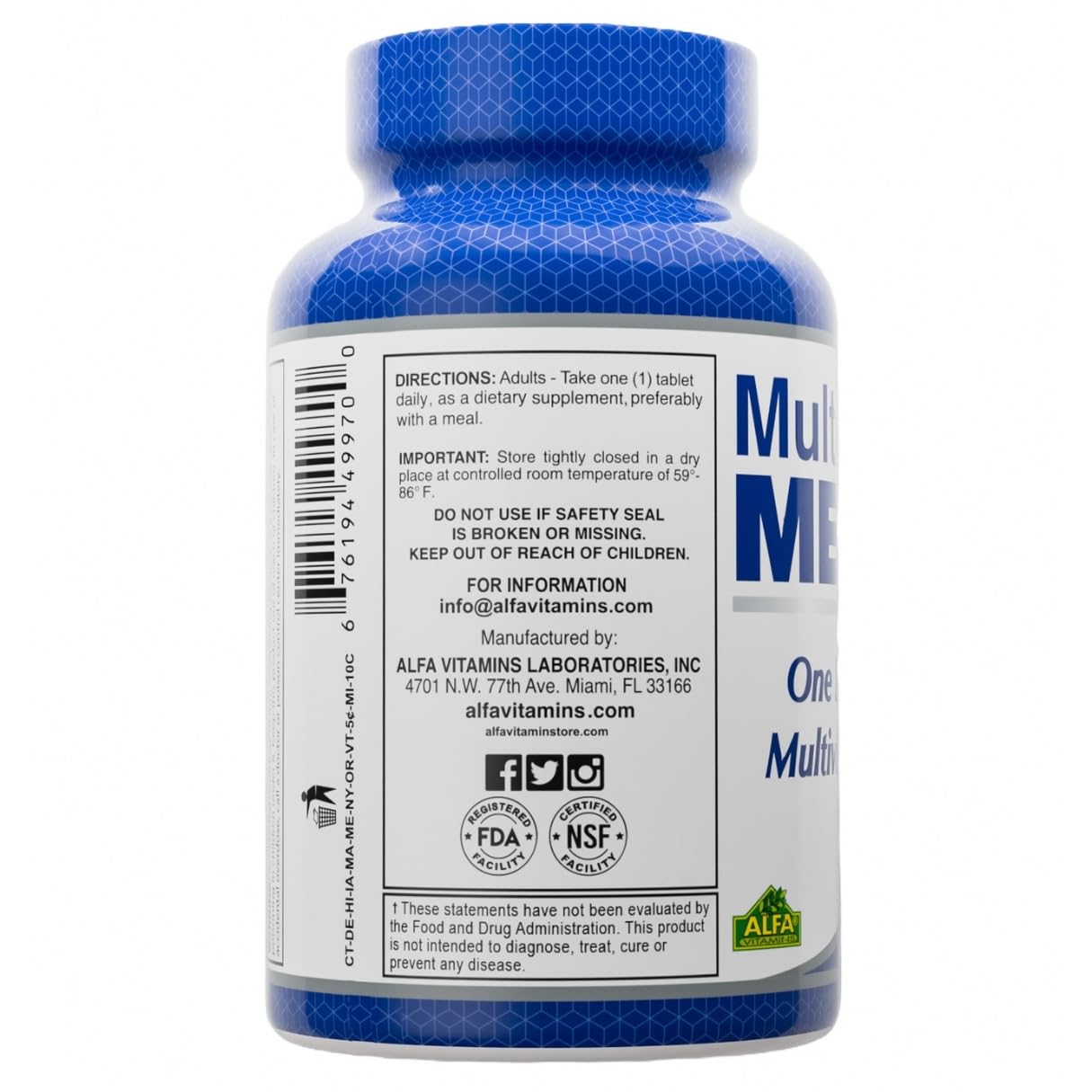 ALFA VITAMINS Multi Men Vitamins Dietary Supplement with Essential Vitamins & Minerals for Men - Amino Acids + Antioxidants, 100 Capsules