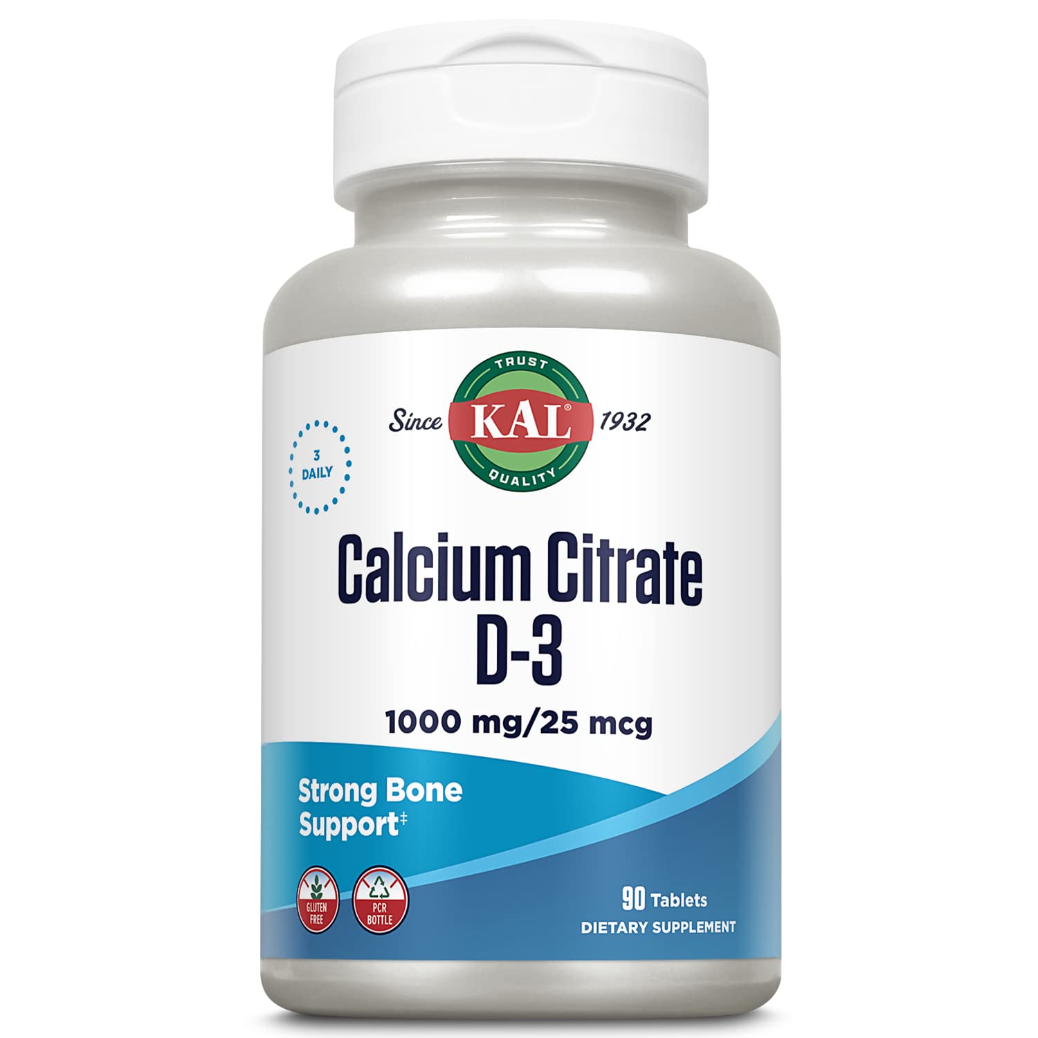 KAL Calcium Citrate with D 1000 IU Tablets, 90 Count