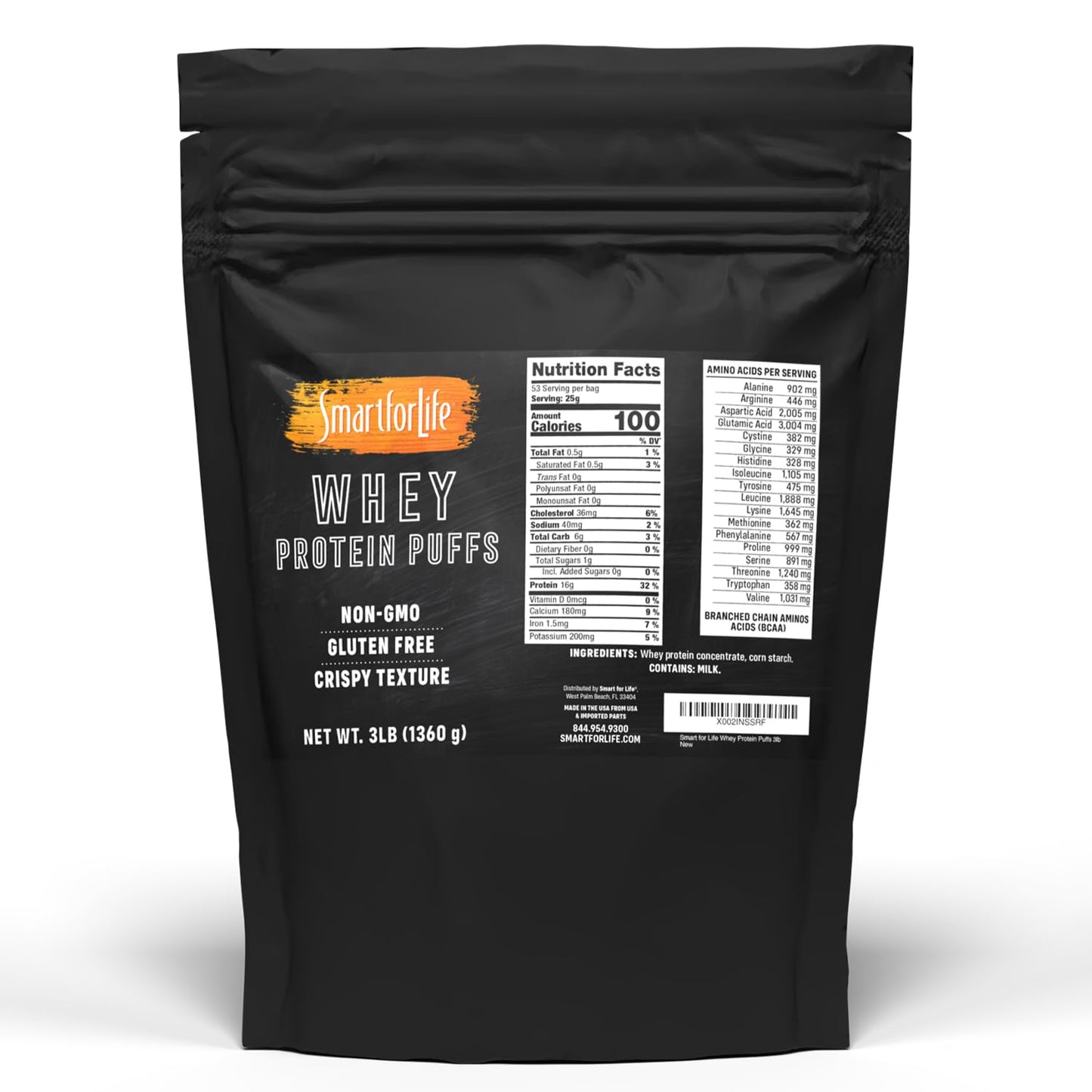 Smart for Life Whey Protein Puffs, 3 lb Box, 48 Servings
