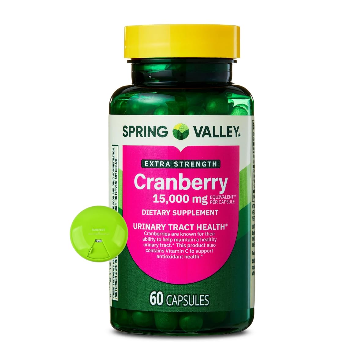 SUREFECT Spring Valley Extra Strength Cranberry Dietary Supplement Capsules, 60 Count