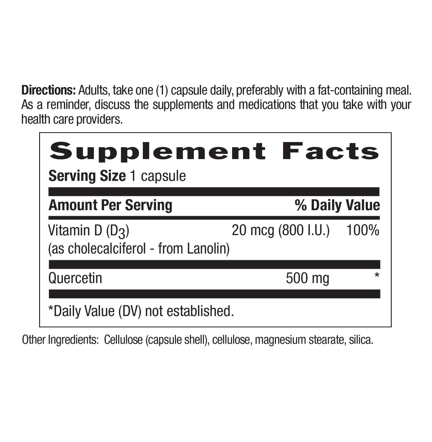 Country Life Quercetin 500mg with Vitamin D3 800 IU Capsules, Immune Support, 90 Capsules