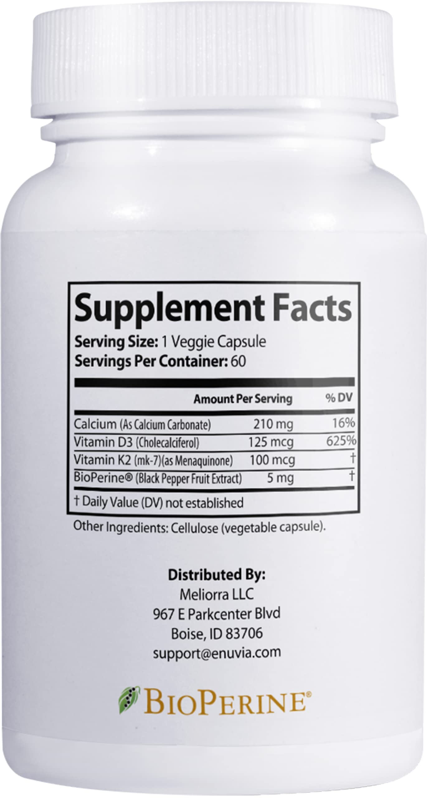 Enuvia D3+K2 Vitamin D3 K2 Supplement Capsule 60 Capsules
